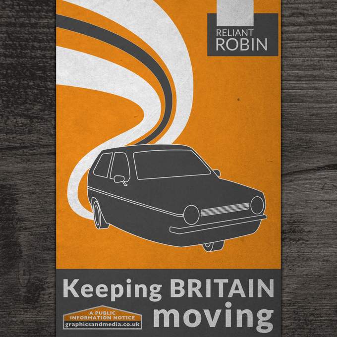 The classic robin reliant vintage retro art poster by Ben Nolan in Scarborough