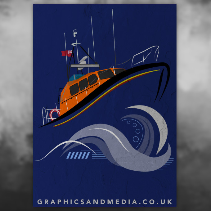 RNLI Lifeboat Shannon Class Digital Art and Graphic Design in North Yorkshire Leeds York and the Coast